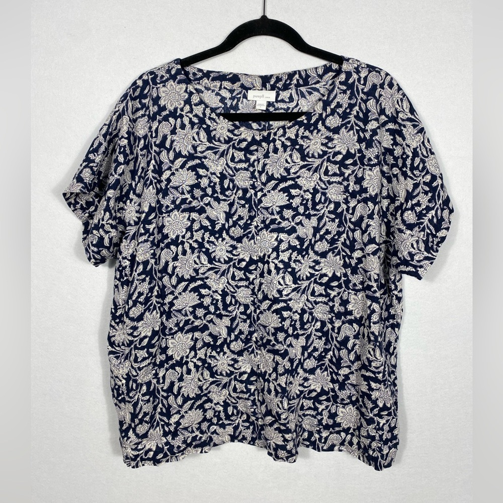 Pure Jill 100% Linen Floral Top size Large
Boxy Fit Lagenlook
